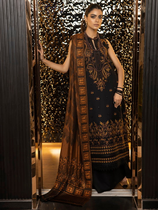 ZIMAL by Humdum Unstitched Embroidered Wool 3Pc Suit ZM-01