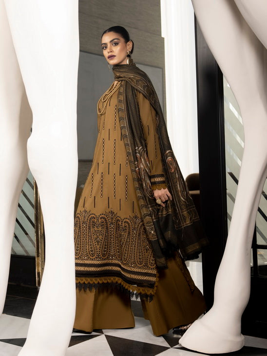 ZIMAL by Humdum Unstitched Embroidered Wool 3Pc Suit ZM-06