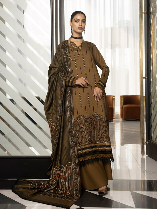 ZIMAL by Humdum Unstitched Embroidered Wool 3Pc Suit ZM-06