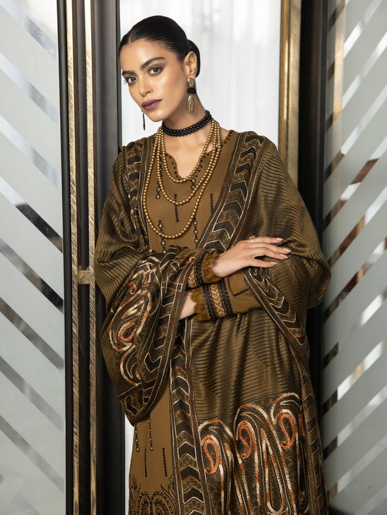 ZIMAL by Humdum Unstitched Embroidered Wool 3Pc Suit ZM-06