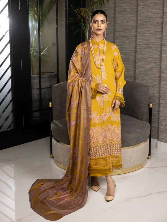 ZIMAL by Humdum Unstitched Embroidered Wool 3Pc Suit ZM-09