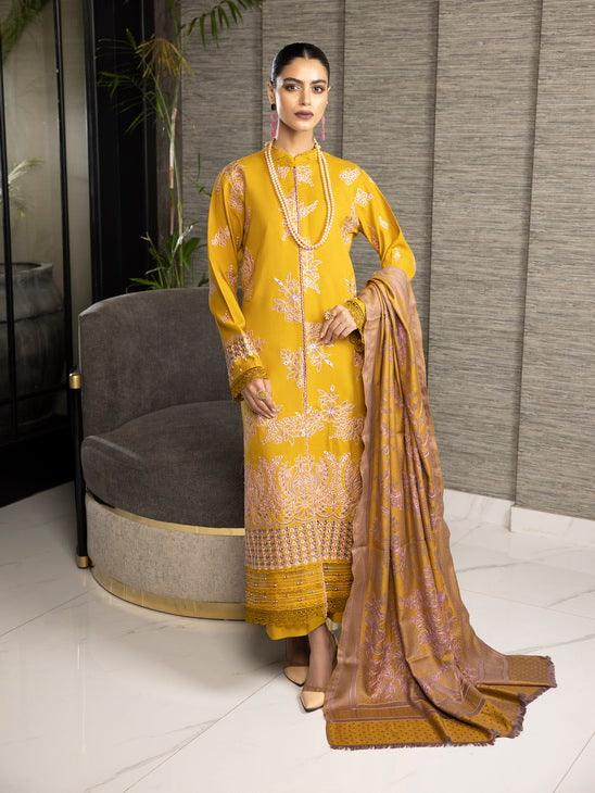 ZIMAL by Humdum Unstitched Embroidered Wool 3Pc Suit ZM-09