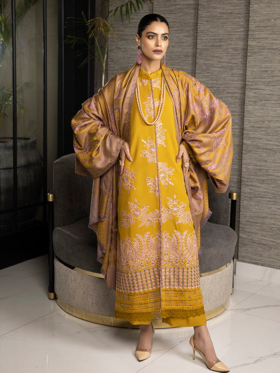 ZIMAL by Humdum Unstitched Embroidered Wool 3Pc Suit ZM-09