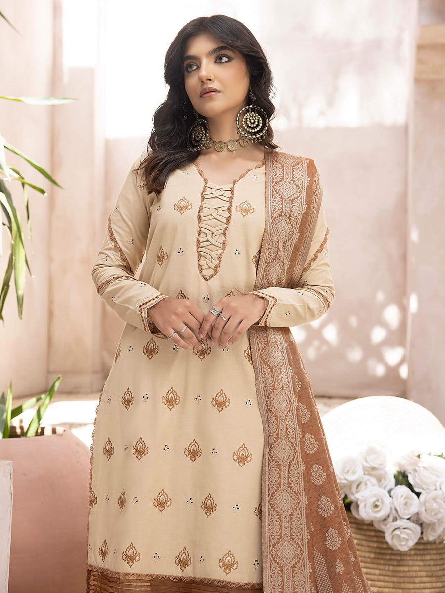 ELAK by Humdum Unstitched Embroidered Khaddar 3Pc Suit EL-08