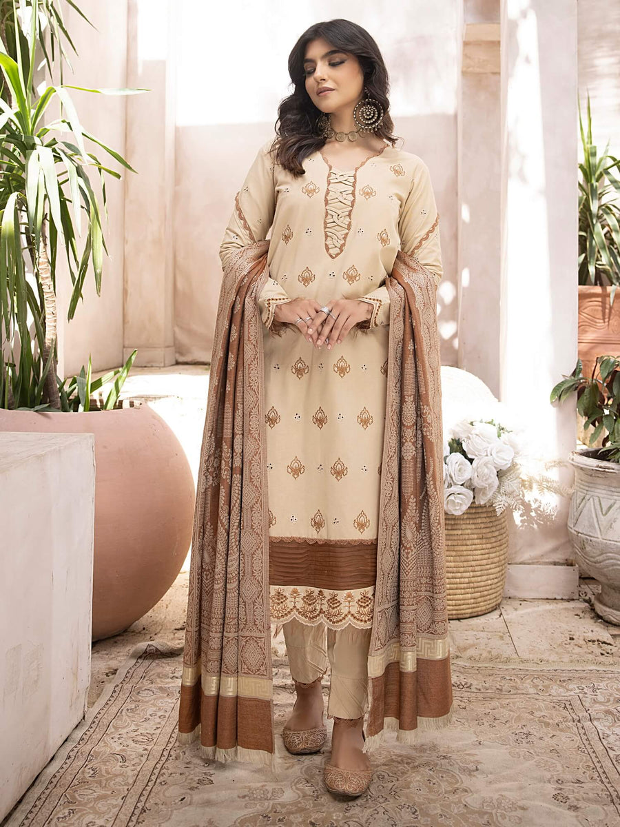 ELAK by Humdum Unstitched Embroidered Khaddar 3Pc Suit EL-08
