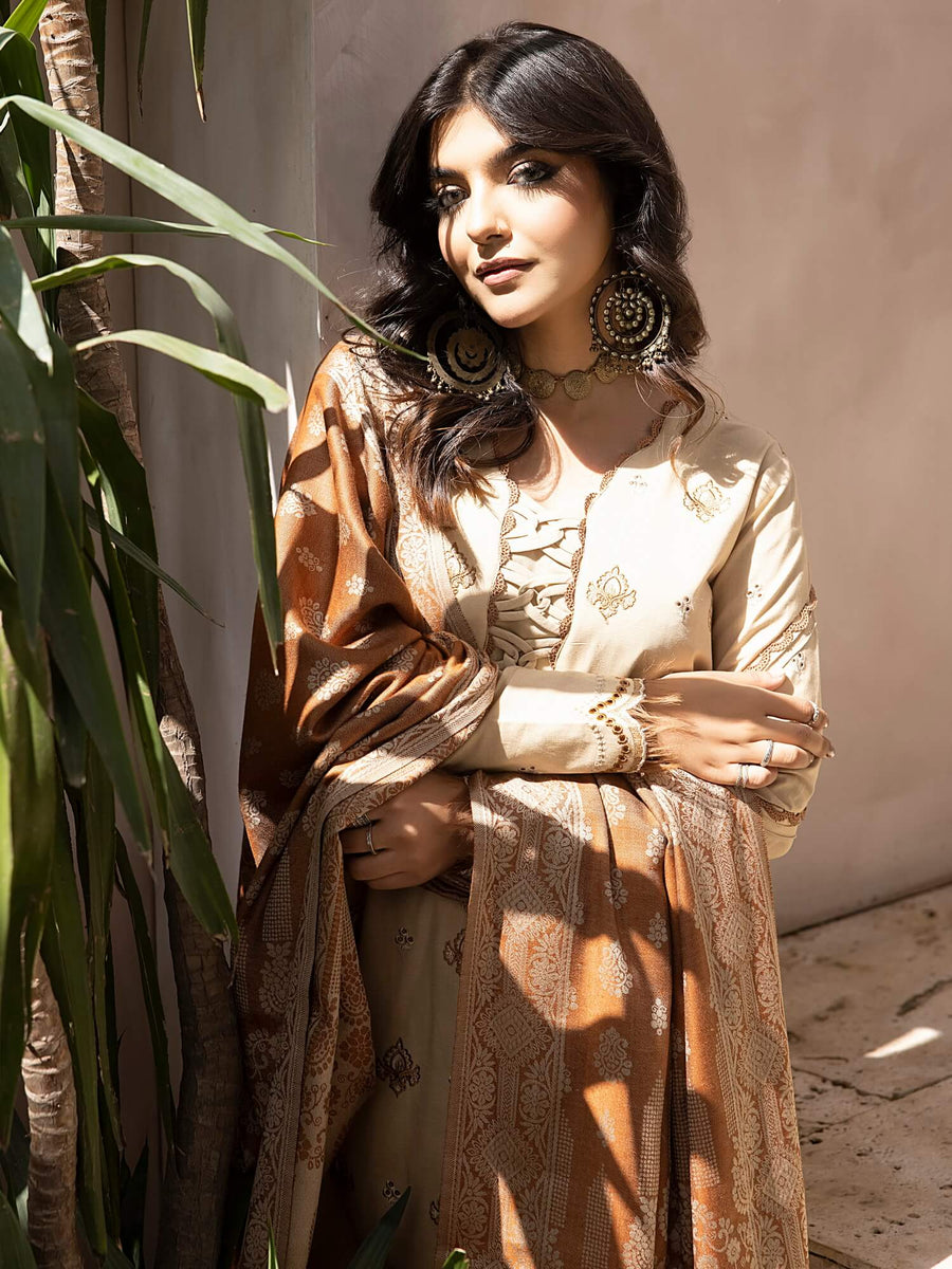 ELAK by Humdum Unstitched Embroidered Khaddar 3Pc Suit EL-08