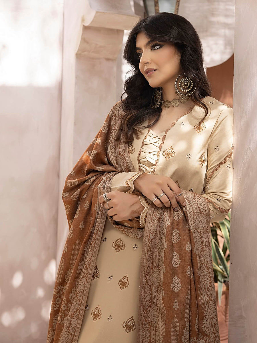 ELAK by Humdum Unstitched Embroidered Khaddar 3Pc Suit EL-08