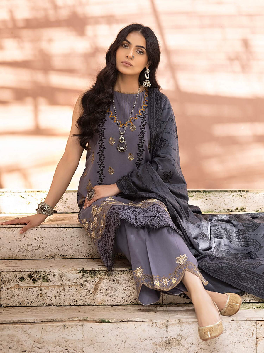 ELAK by Humdum Unstitched Embroidered Khaddar 3Pc Suit EL-07