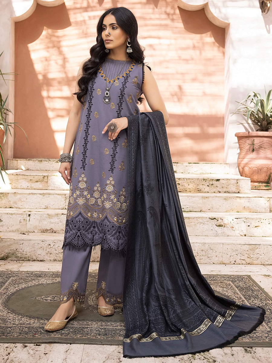 ELAK by Humdum Unstitched Embroidered Khaddar 3Pc Suit EL-07