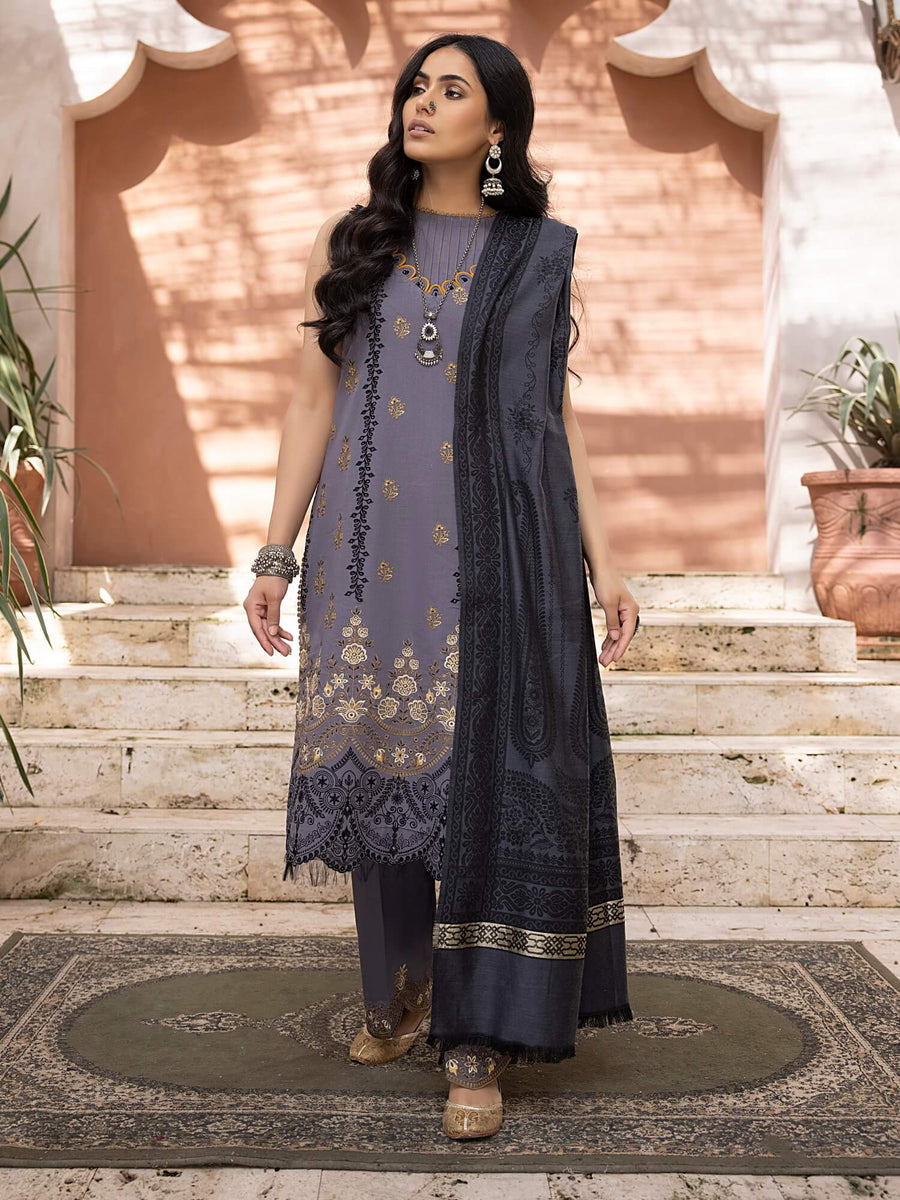 ELAK by Humdum Unstitched Embroidered Khaddar 3Pc Suit EL-07