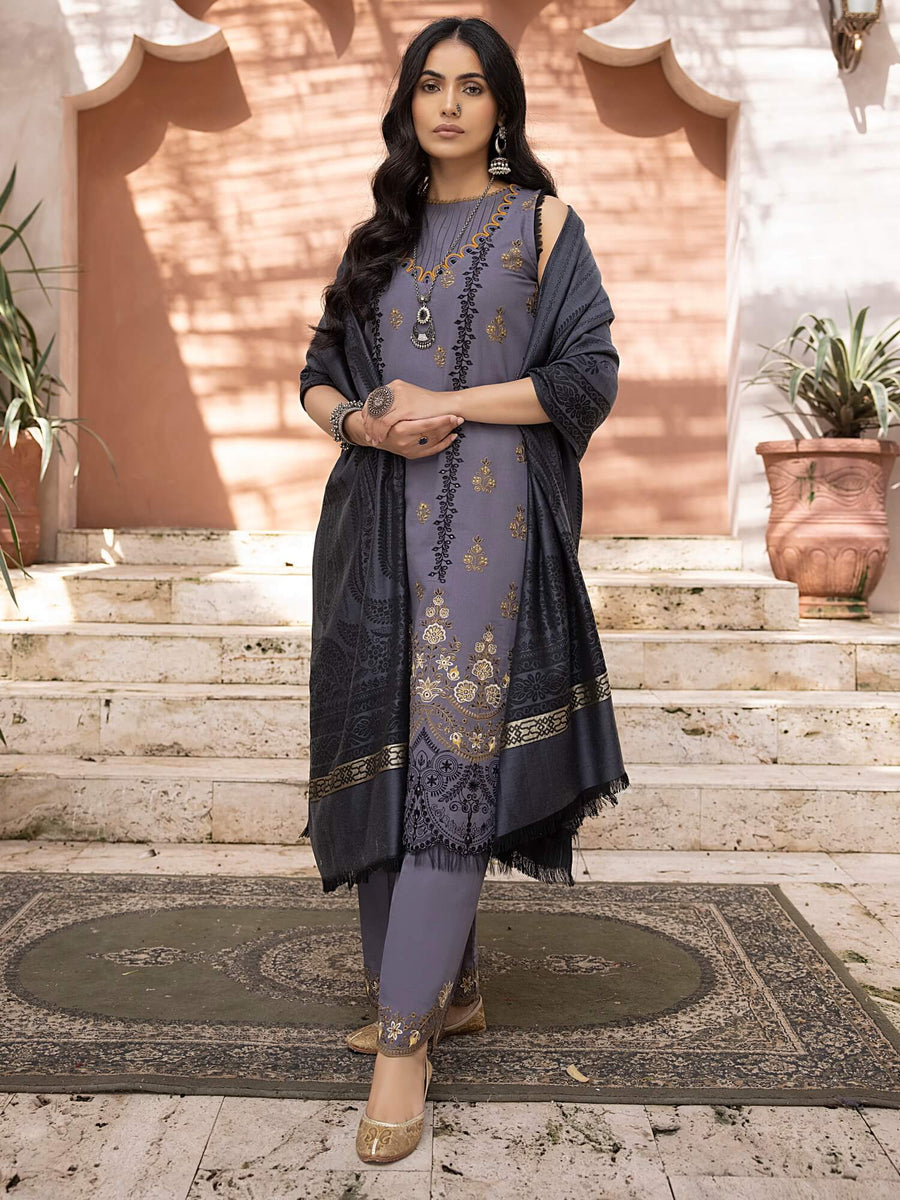ELAK by Humdum Unstitched Embroidered Khaddar 3Pc Suit EL-07