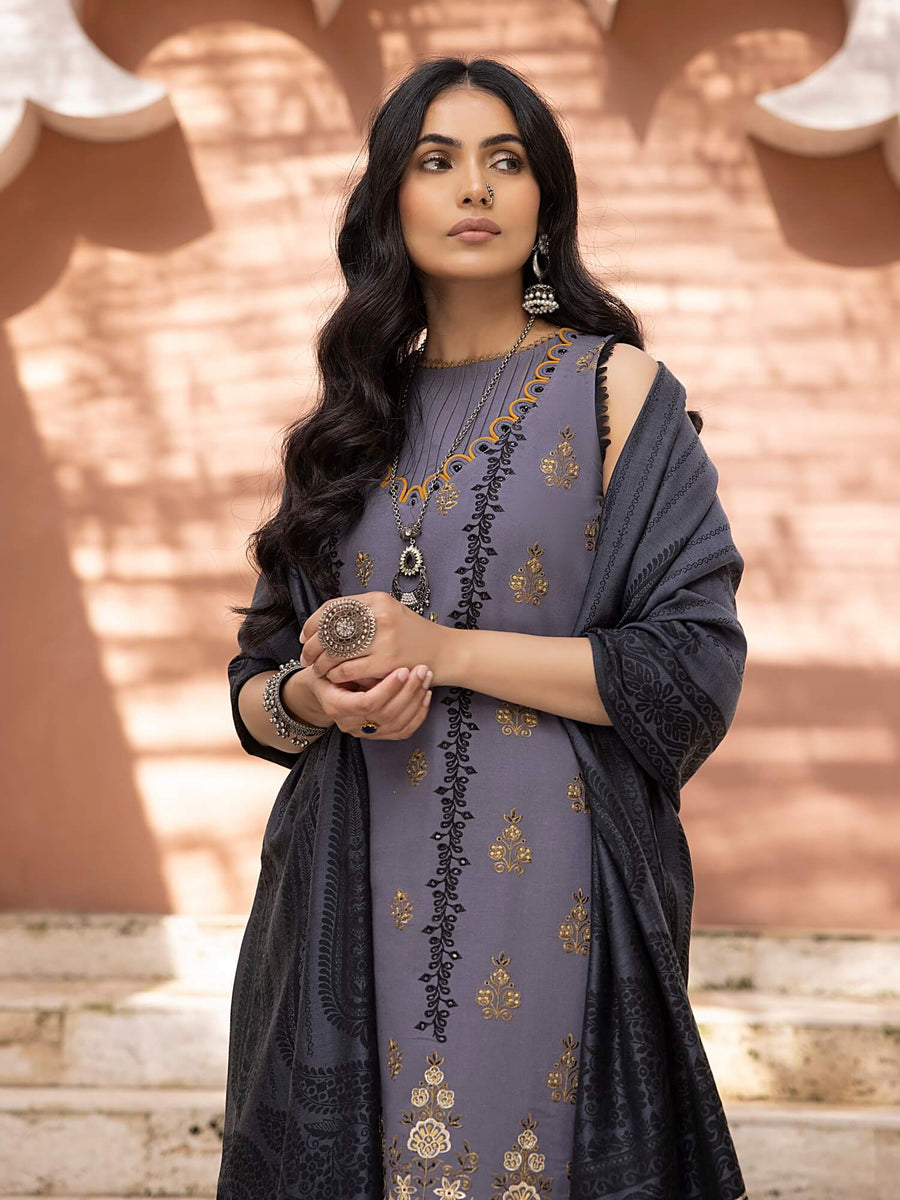 ELAK by Humdum Unstitched Embroidered Khaddar 3Pc Suit EL-07