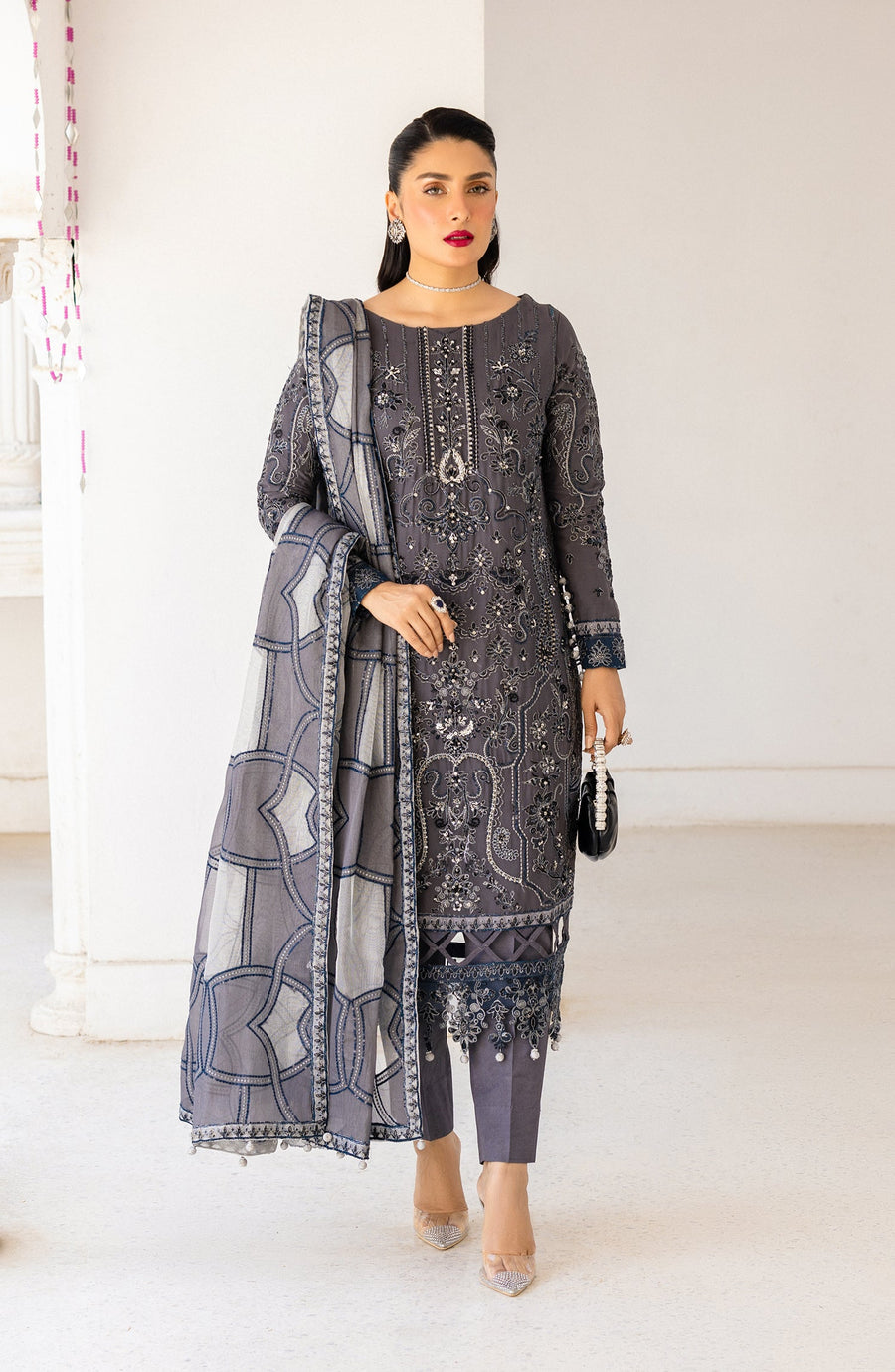 Zimal by Emaan Adeel Embroidered Chiffon Unstitched 3Pc Suit ZM 08 Zeba
