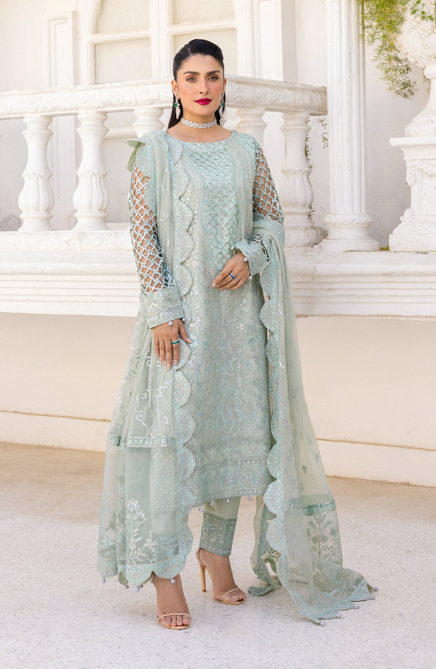 Zimal by Emaan Adeel Embroidered Chiffon Unstitched 3Pc Suit ZM 07 Zernaab
