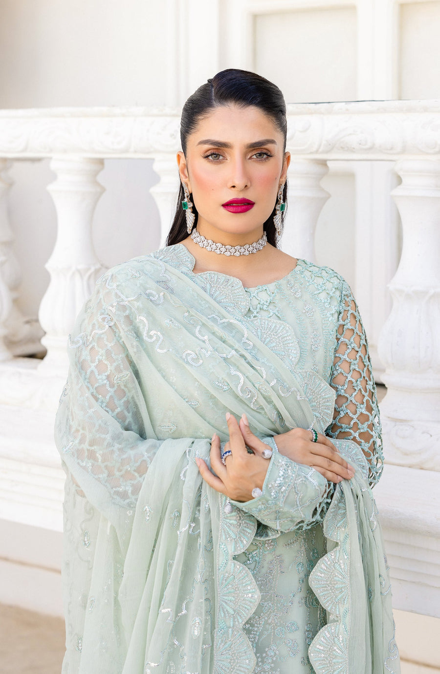 Zimal by Emaan Adeel Embroidered Chiffon Unstitched 3Pc Suit ZM 07 Zernaab