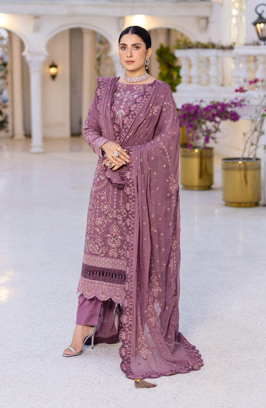 Zimal by Emaan Adeel Embroidered Chiffon Unstitched 3Pc Suit ZM 02 Zartaash