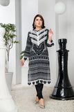 Safwa Digital Printed Black & White Unstitched Kurti DBW-05