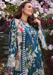 SERENITA sea green dress with multicolor floral prints from ELAF's "PRINT CHIKANKARI" 2024 Collection. 