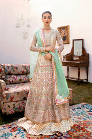 EZRA Luxury Wedding Hand Embellished Net Unstitched 3Pc Suit - SAGE