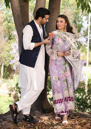 Elegent dress LILAC L’AMOUR from ELAF's "PRINT CHIKANKARI" 2024 Collection.