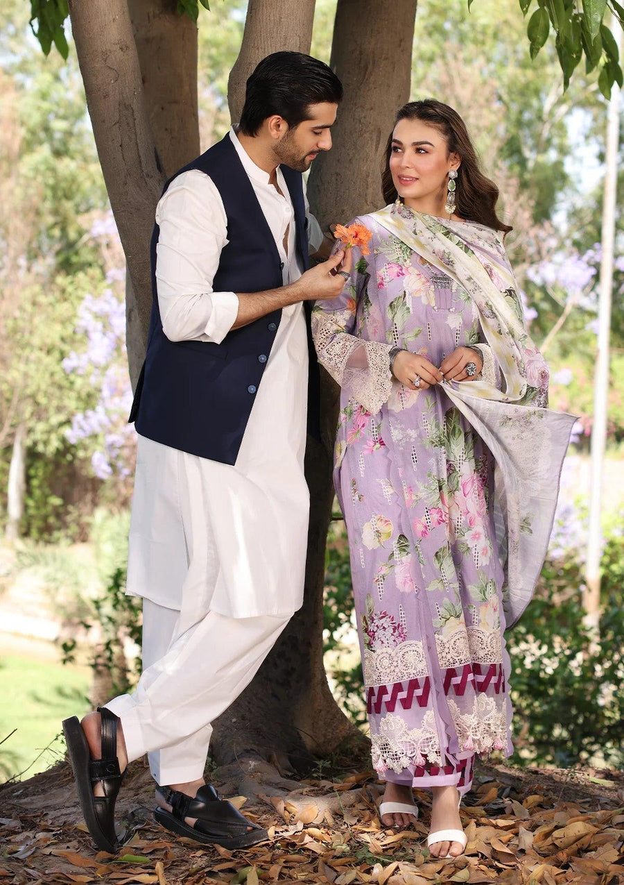 Elegent dress LILAC L’AMOUR from ELAF's "PRINT CHIKANKARI" 2024 Collection.