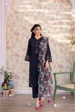 La Rosaa Spring Summer Embroidered Lawn Stitched 3Pc Suit LSS-24-10 Dark Blue Stripes
