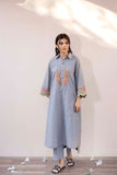 La Rosaa Spring Summer Embroidered Lawn Stitched 2Pc Suit LSS-24-08 Grey Stripes