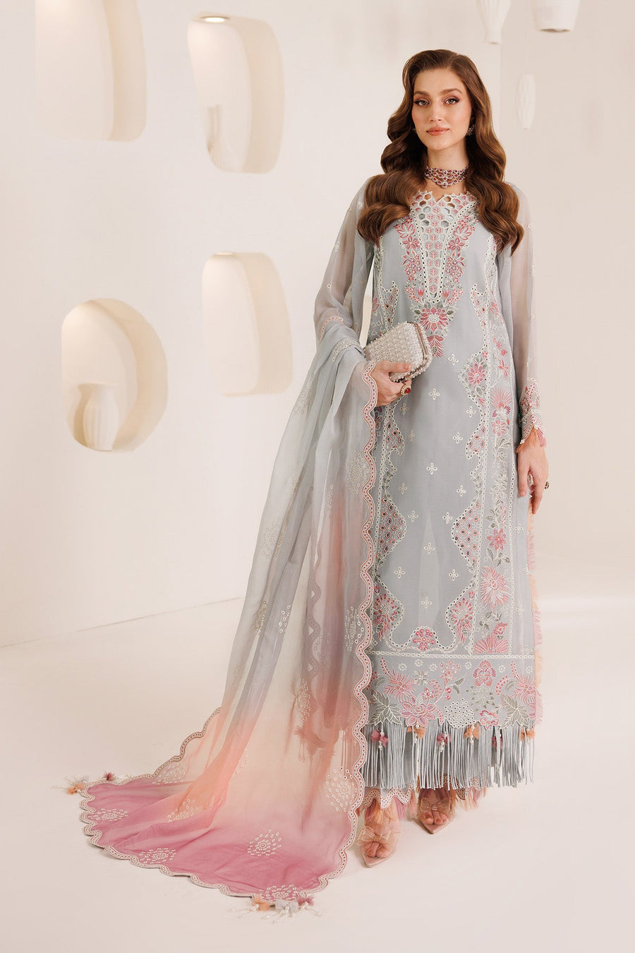 Alizeh Dhaagay Embroidered Chiffon Unstitched 3Pc Suit AF-DHG-5030-Mahrosh