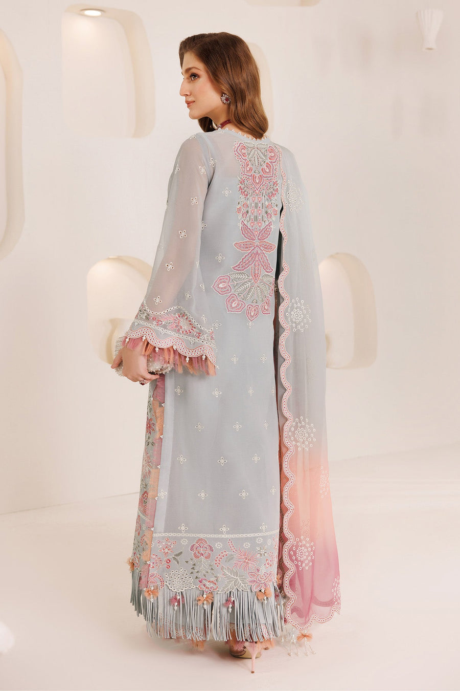 Alizeh Dhaagay Embroidered Chiffon Unstitched 3Pc Suit AF-DHG-5030-Mahrosh