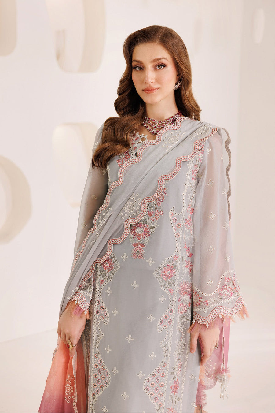 Alizeh Dhaagay Embroidered Chiffon Unstitched 3Pc Suit AF-DHG-5030-Mahrosh
