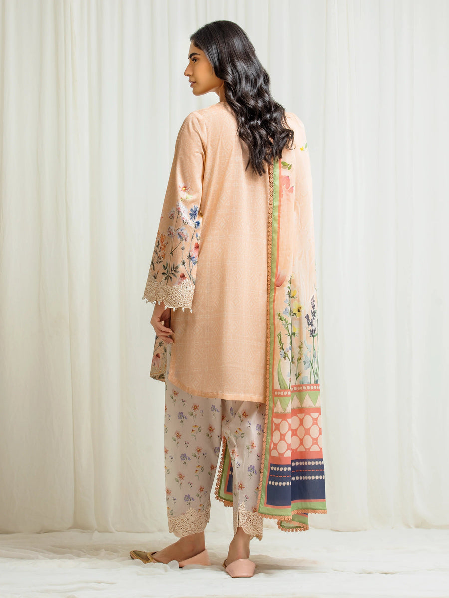 edenrobe Premium Festive Unstitched Lawn 3Pc Suit EWU6V1-33010