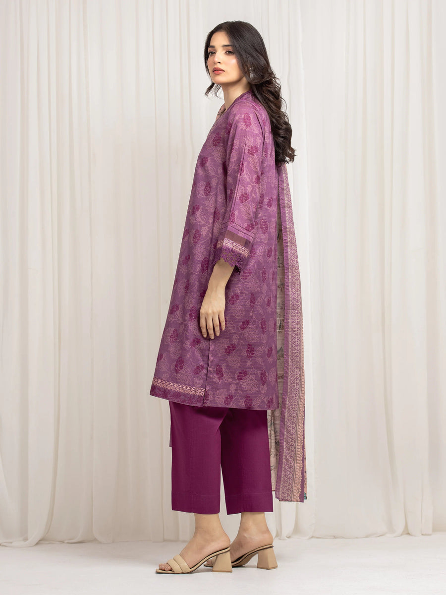 edenrobe Merak Printed Zari Lawn Unstitched 3Pc Suit EWU6M6-008