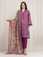 edenrobe Merak Printed Zari Lawn Unstitched 3Pc Suit EWU6M6-008
