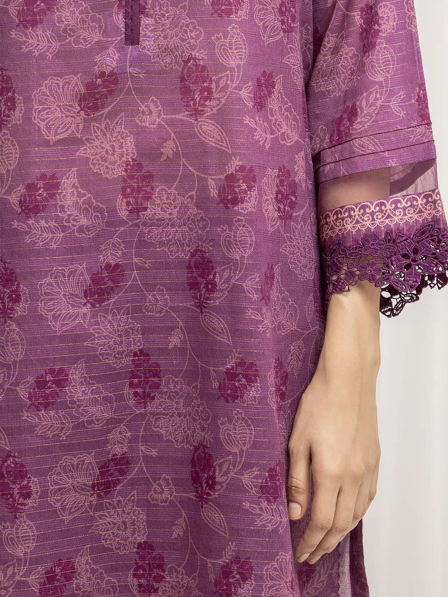 edenrobe Merak Printed Zari Lawn Unstitched 3Pc Suit EWU6M6-008