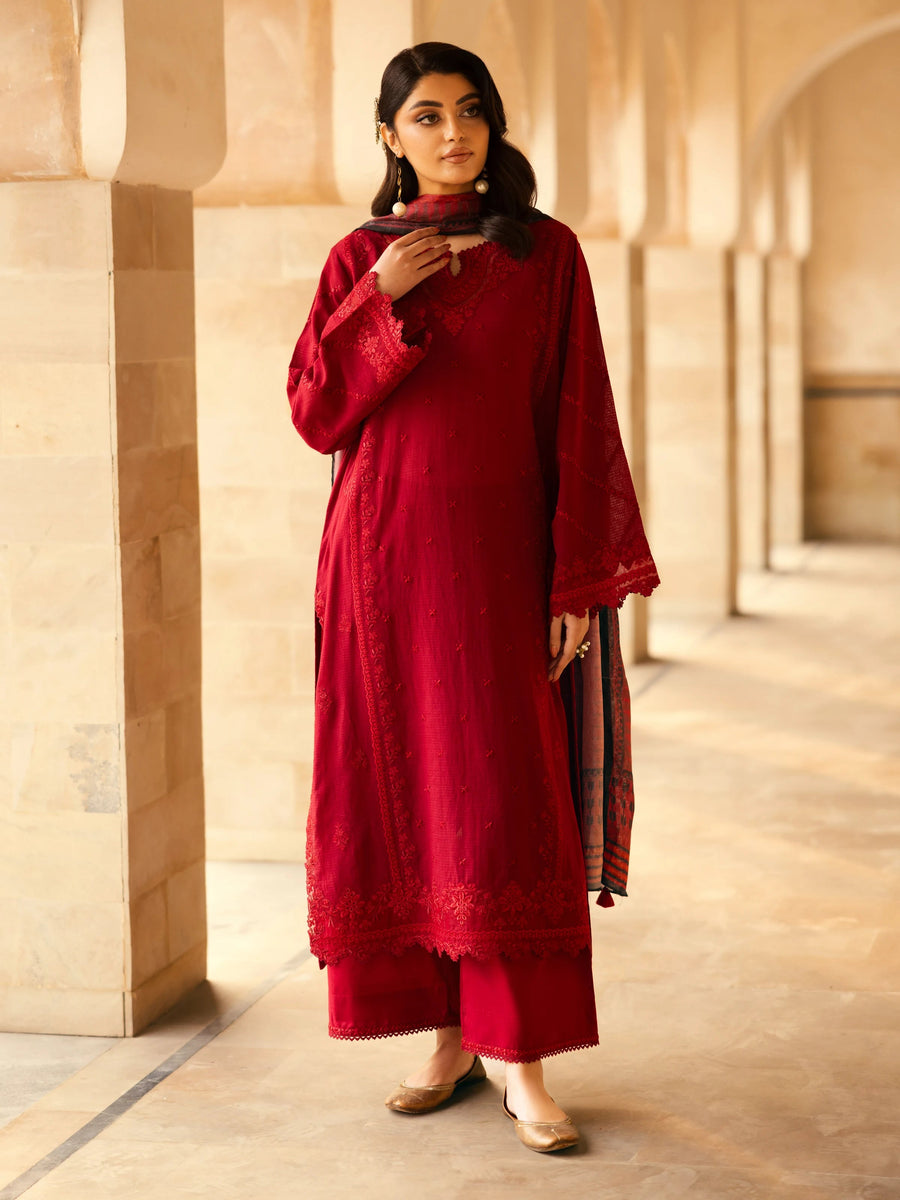 edenrobe Premium Festive Unstitched Slub Lawn 3Pc Suit EWU5V1-31240