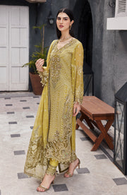 Emaan Adeel Nawabzadi Embroidered Chiffon Unstitched 3Pc Suit - AROOHI