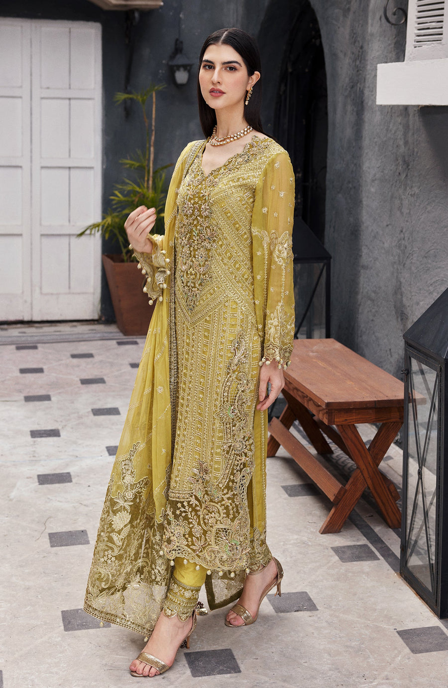 Emaan Adeel Nawabzadi Embroidered Chiffon Unstitched 3Pc Suit - AROOHI