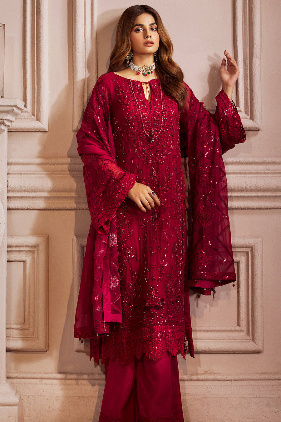 Elaine by Emaan Adeel Embroidered Chiffon Unstitched 3Pc Suit EL-08