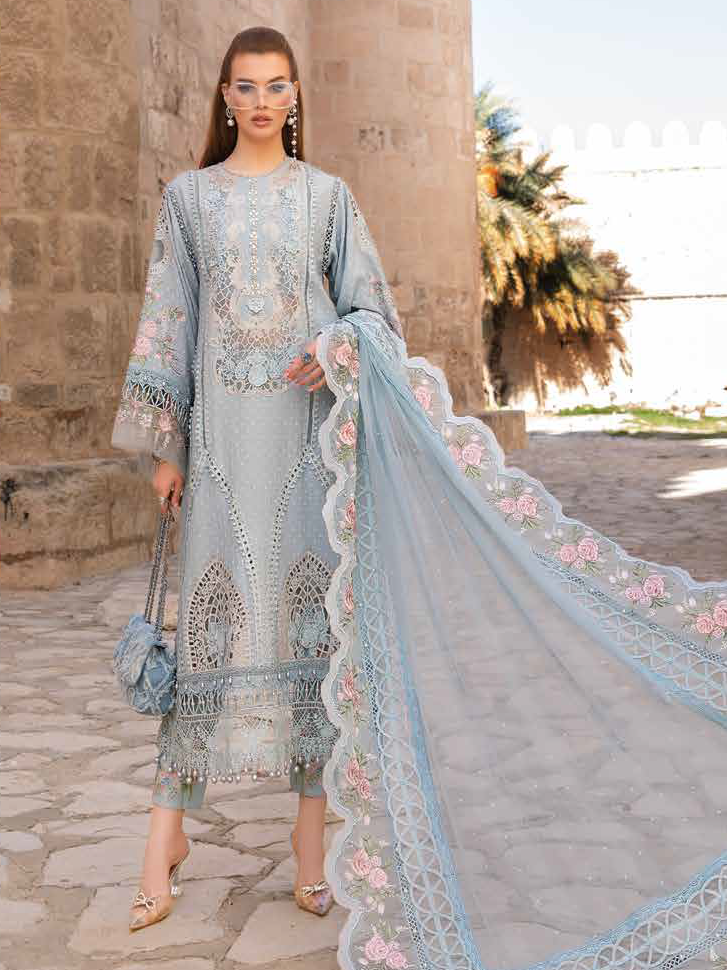 Maria.B Unstitched Embroidered Luxury Lawn 3Pc Suit D-2410-B