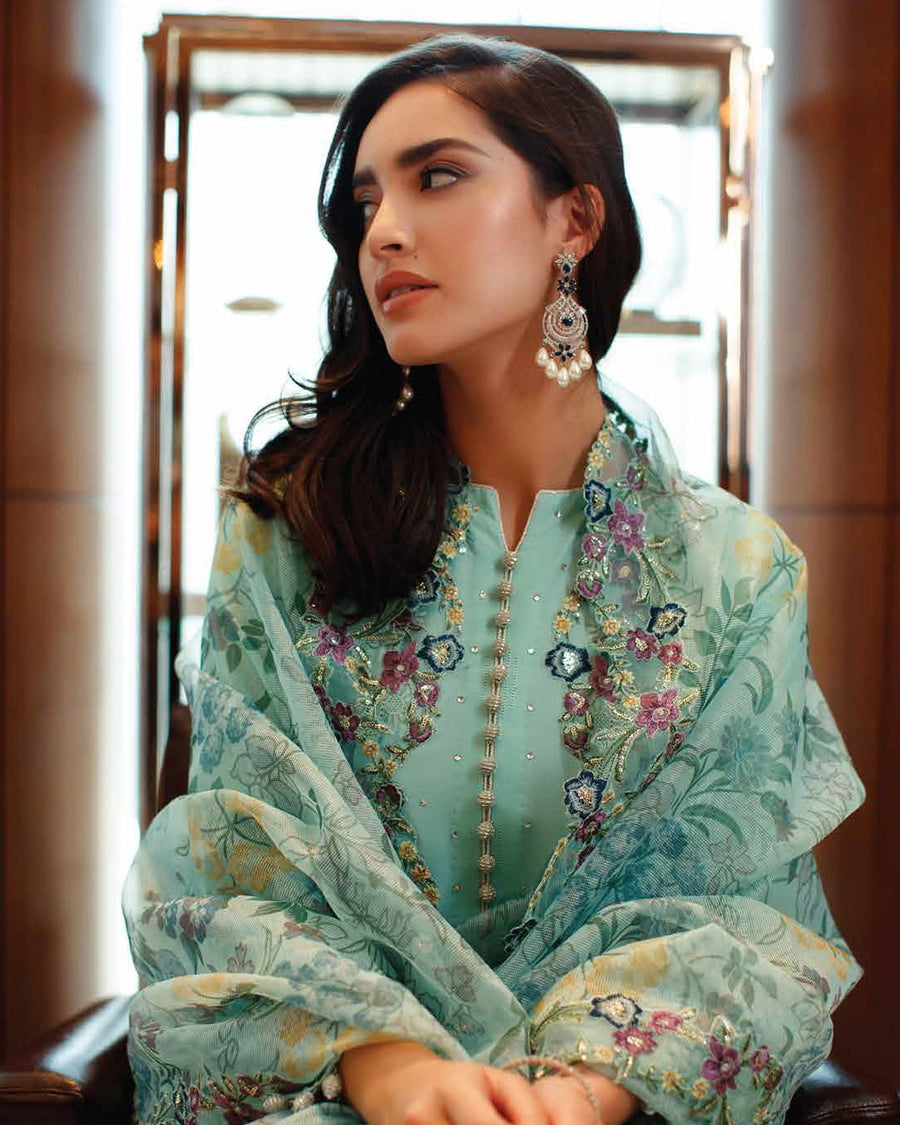 Mushq Astoria Festive Lawn Unstitched Embroidered 3Pc Suit D-10 OPAL