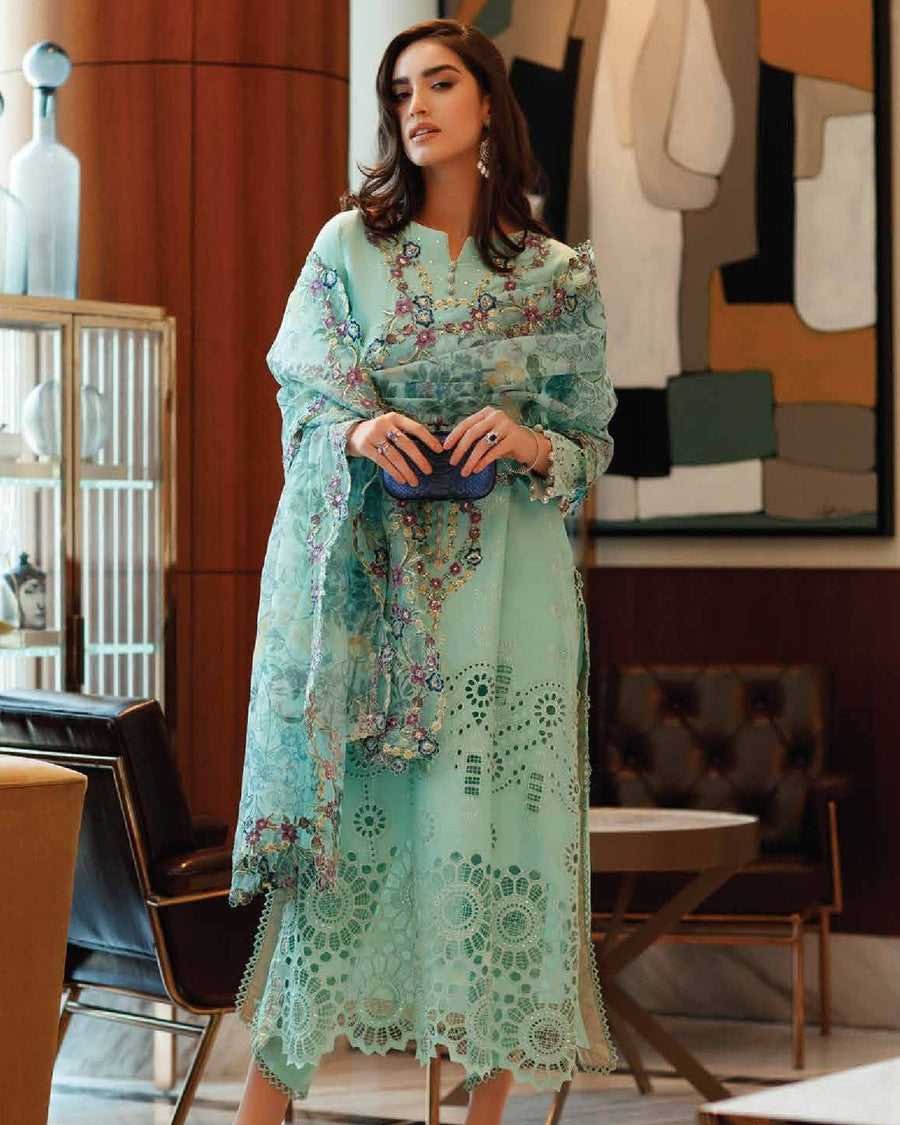 Mushq Astoria Festive Lawn Unstitched Embroidered 3Pc Suit D-10 OPAL