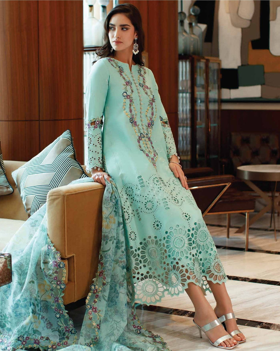 Mushq Astoria Festive Lawn Unstitched Embroidered 3Pc Suit D-10 OPAL