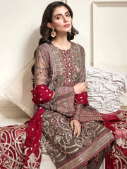 Jazmin Luxury Embroidered Chiffon Unstitched 3Pc Suit D-10 SHERENE