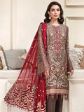 Jazmin Luxury Embroidered Chiffon Unstitched 3Pc Suit D-10 SHERENE
