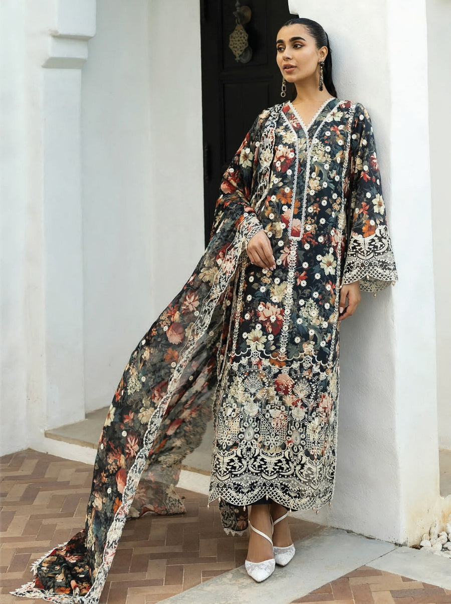 Zainab Chottani Embroidered Chikankari Lawn Unstitched 3Pc Suit D-10A Reeya
