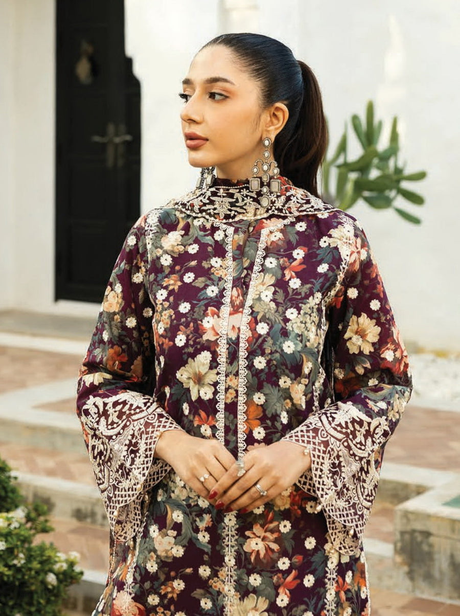 Zainab Chottani Embroidered Chikankari Lawn Unstitched 3Pc Suit D-10B Reeya