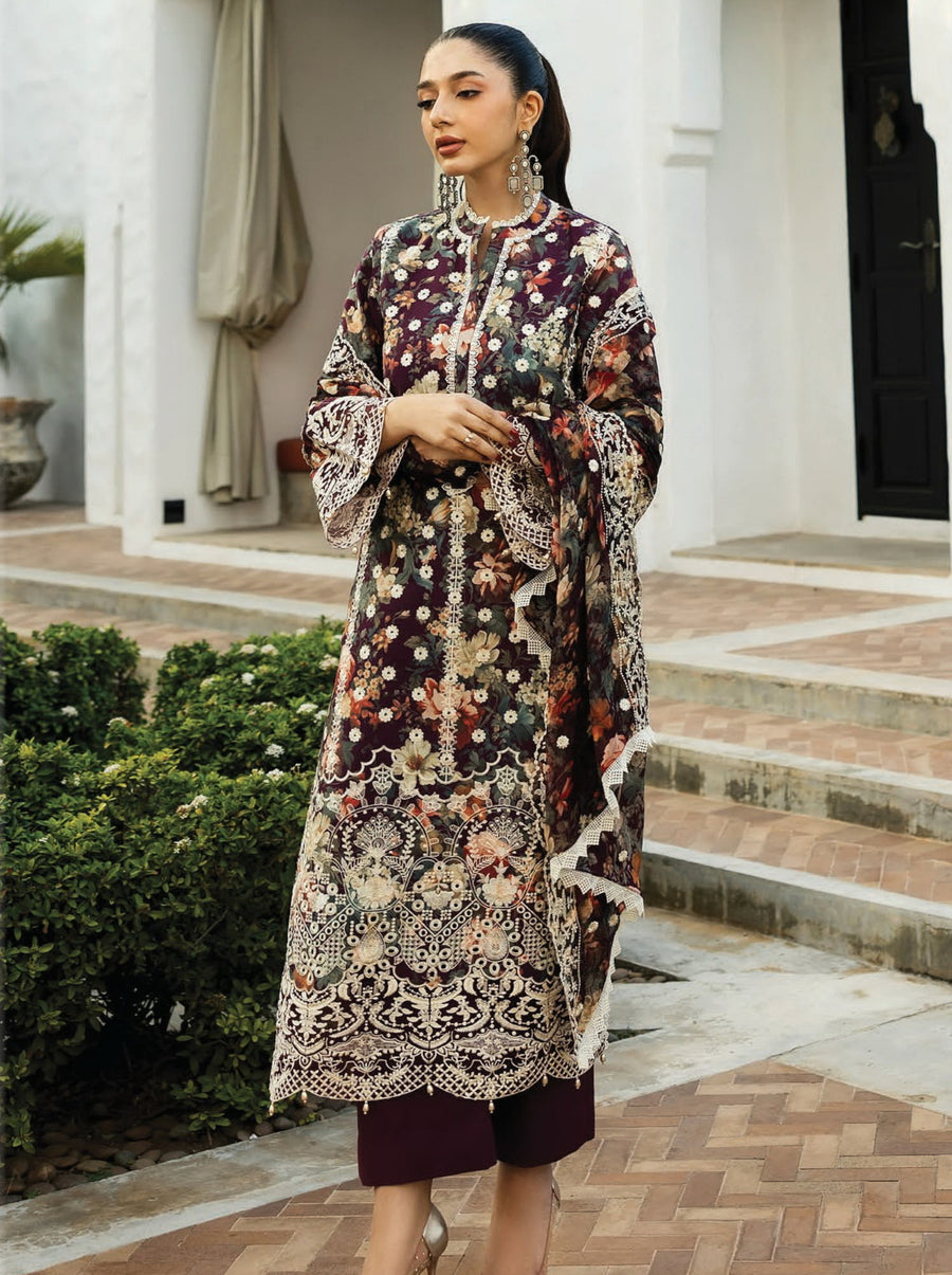Zainab Chottani Embroidered Chikankari Lawn Unstitched 3Pc Suit D-10B Reeya