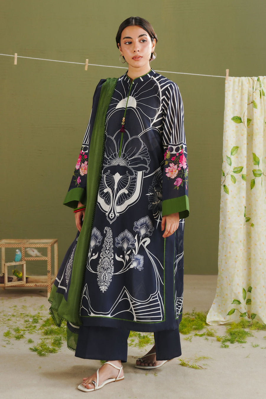 Coco by Zara Shahjahan Prints Unstitched Lawn 3Pc Suit D-10B Raya