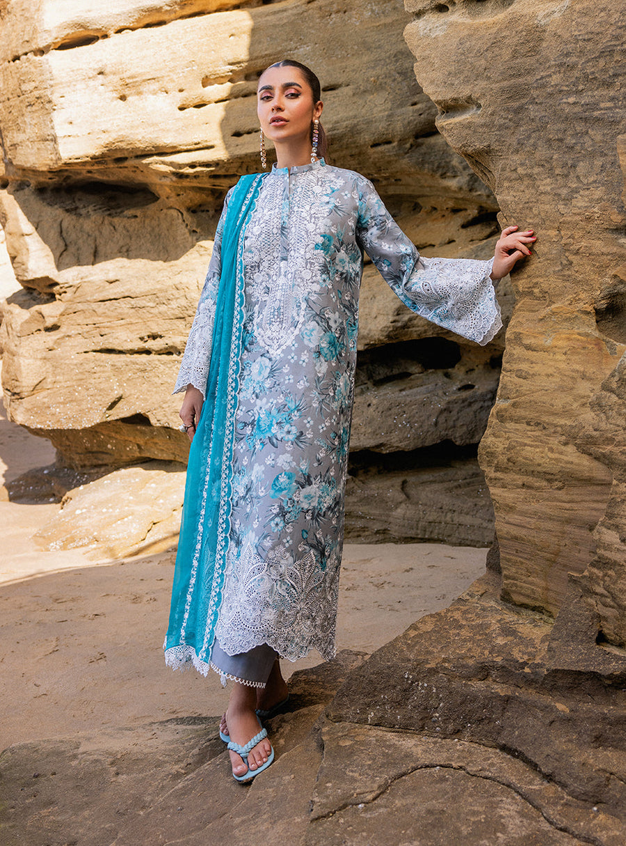 Zainab Chottani Embroidered Chikankari Lawn Unstitched 3Pc Suit D-10B Lana