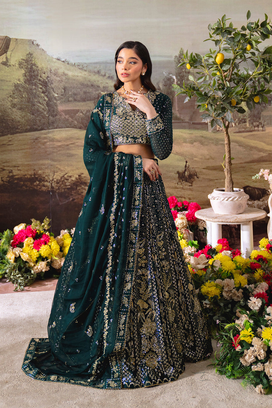 Neeshay Dastaan Embroidered Chiffon Unstitched 3Pc Suit - Shahnoor
